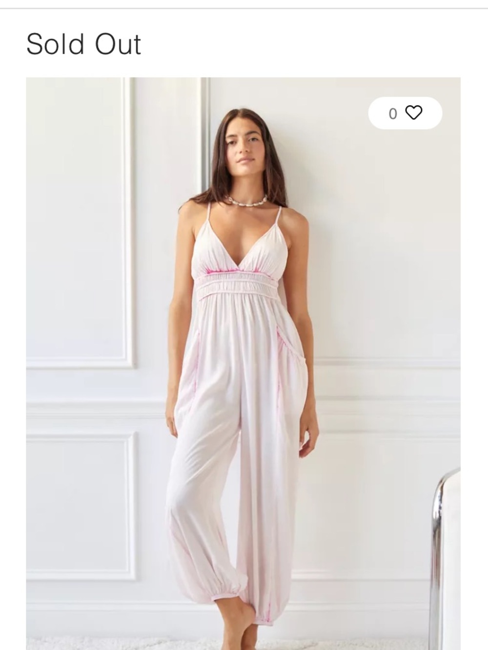 Urban Outfitters Light Pink Smocked Spaghetti-Strap Jumpsuit